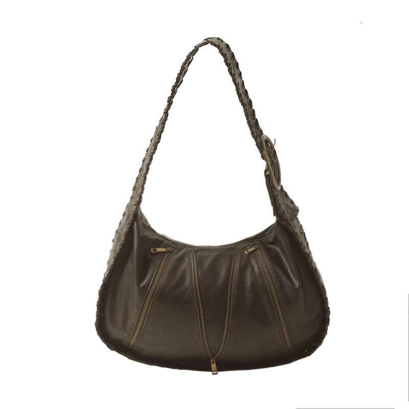 Women's Bags New high-end texture retro color woven bag for women, crossbody shoulder bag, underarm bag, wide shoulder strap, large capacity bag