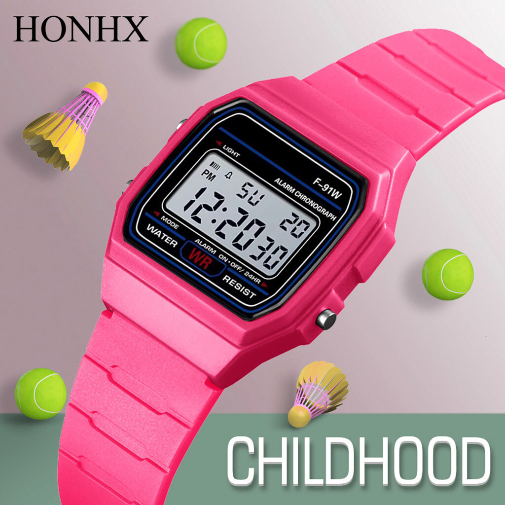 F91W Colorful LED Digital Watch for Men Women Silicone Strap Wristwatches for Couple Sports Square Wrist Band Clock Ladies Gift