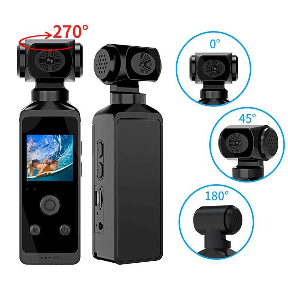 4K 1080P Pocket Camera HD Camera 1.3-inch LCD Screen 270 Rotating Wifi Mini Sports Camera with Waterproof Case Sports Camera X250210