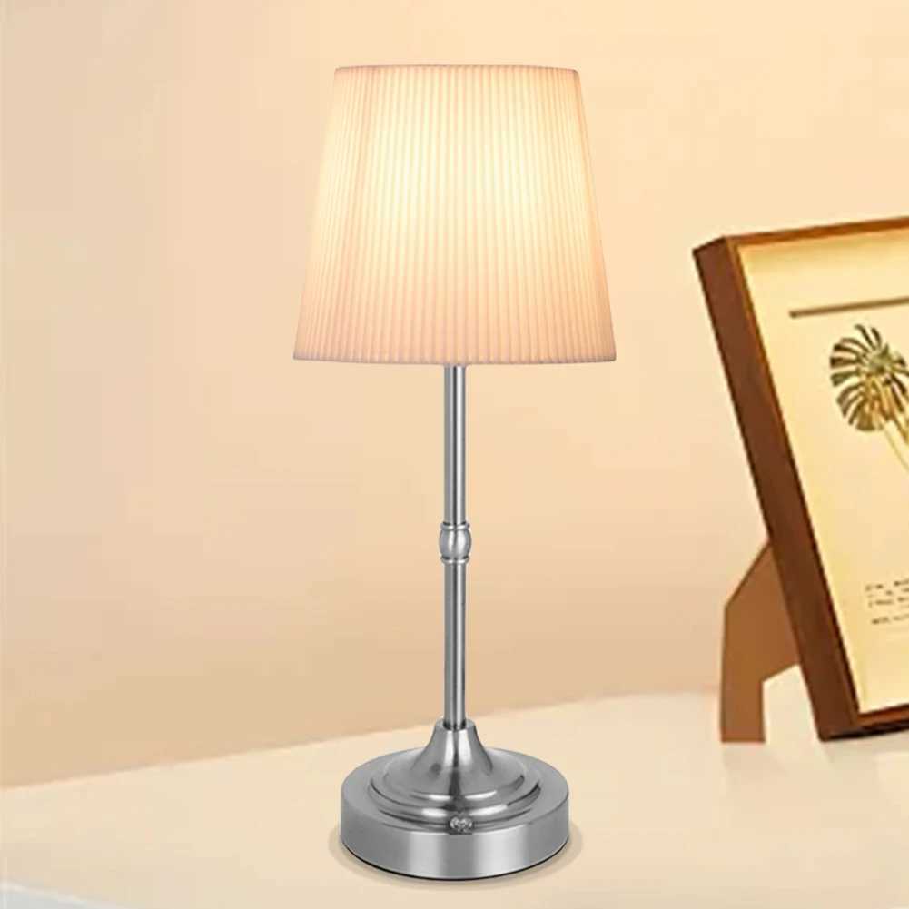 Cordless LED Metal Table Lamp USB Rechargeable Touch Portable Fabric Shade Desk Lamp 2200K Warm Light for Bedroom Bar Z250211