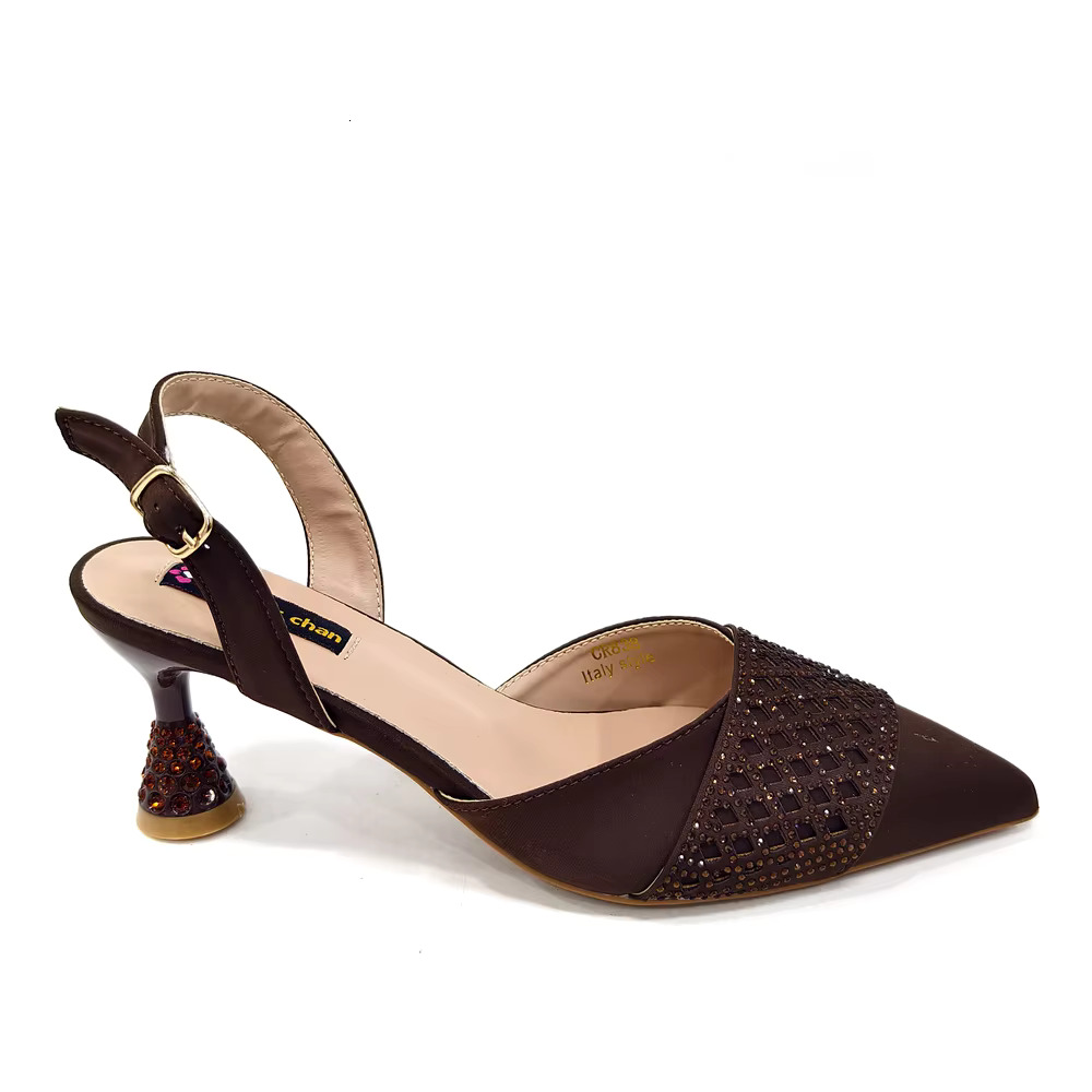 Venus Chan 2025 Fashion Brown Color Women's Party Shoes Bag Set With Elegant Dia Butterfly Design - Stylish And Chic 250318
