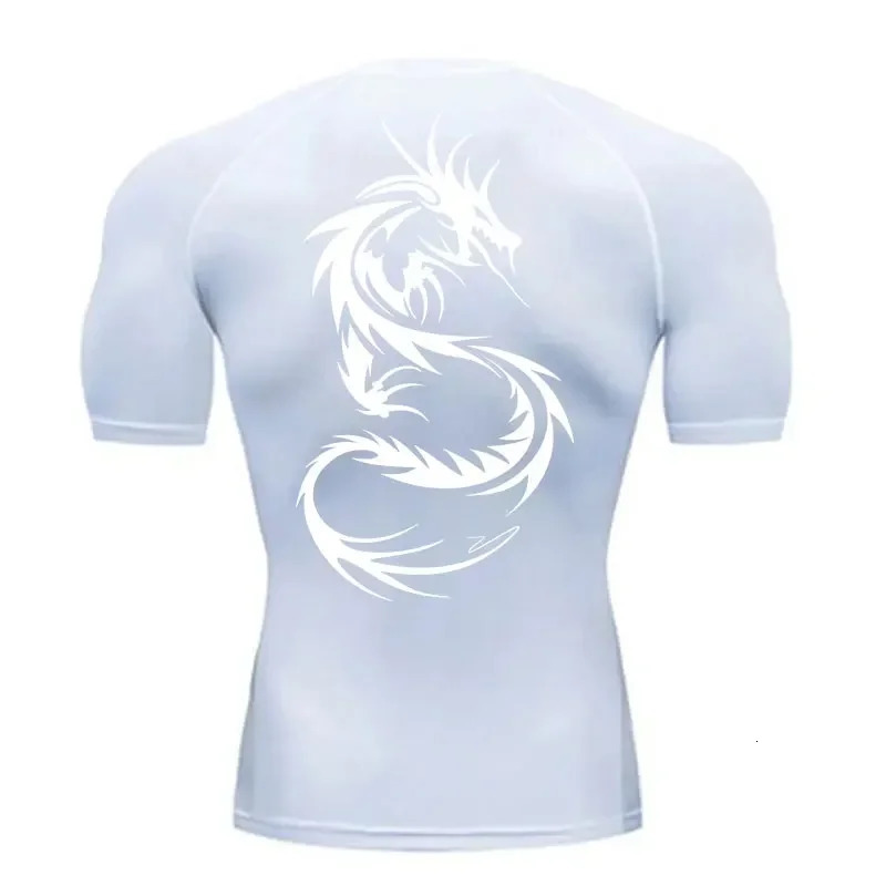 Muscle Training Quick Drying T-Shirt Y2K Dragon Print Compression T-Shirt Sports Workout Men Running Fitness Short Sleeve S-3XL 250211