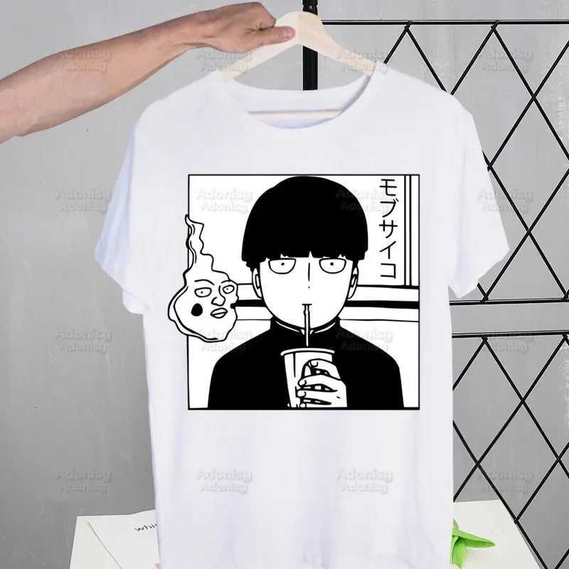Mob Psycho 100 Shigeo Kageyama T Shirt Men Retro Washed Tops Tees Harajuku One Anime Manga Tshirt Streetwear Hip Hop T-shirtsXJ250211