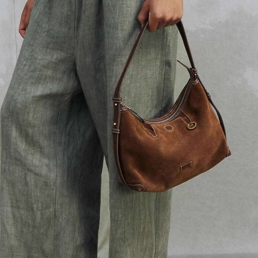 Bags New Autumn/Winter Shallow Hobo Genuine Leather Underarm Women's Dumpling Bag, Commuting Fashion Handheld Crossbody Bag