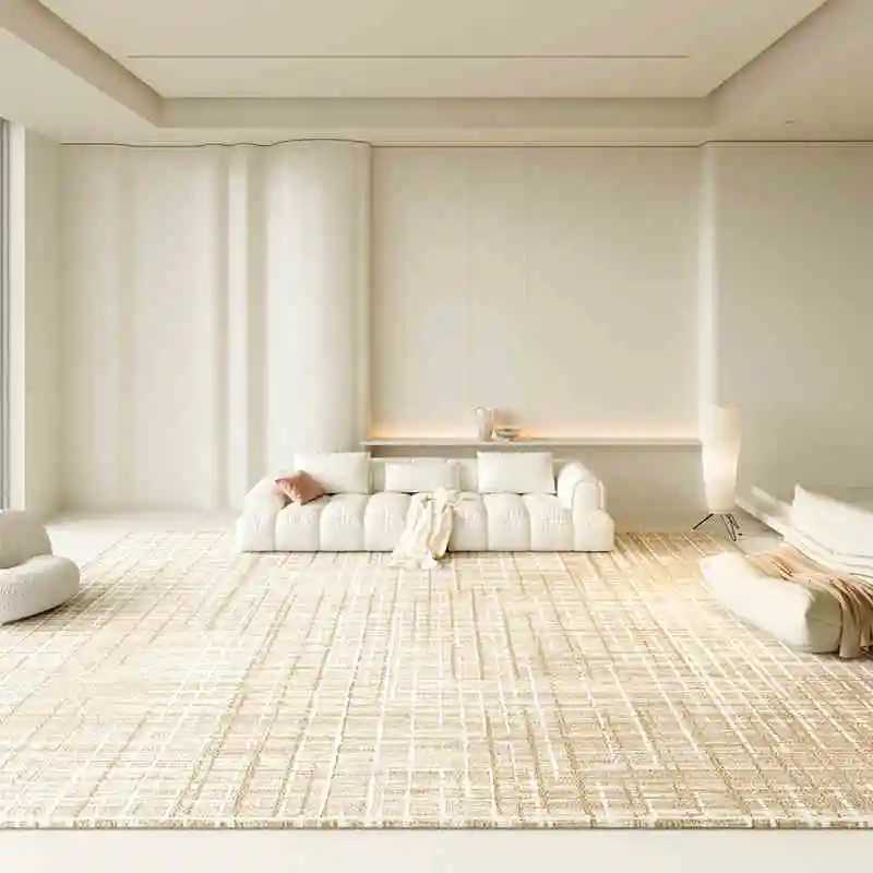 VIKAMA Light Luxury High- Cream Wind Soft and Comfortable Faux Cashmere Washed Back Carpet Living Room Bedroom Rug Y250210