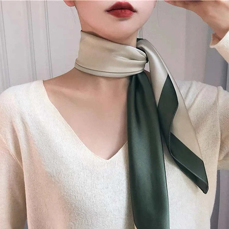 70x70cm Fashion Women Satin Silk Shawl Square Scarf Tie Wraps Neckerchief Scarves Lady Headband Bandana Foulard 250110