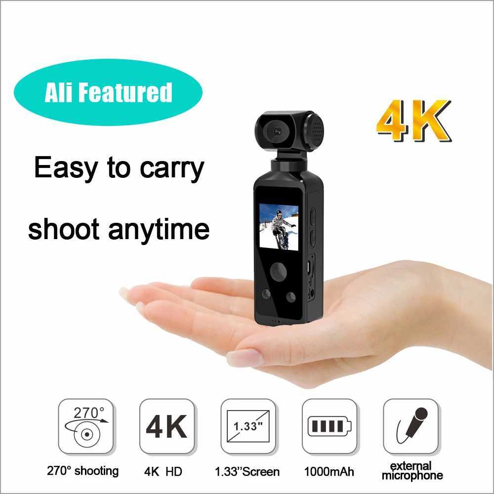 4K HD Sports Camera Handheld Pan Tilt 270 Degree Lens Rotation Vlog Outdoor Riding Diving Portable Helmet Anti-shake Camera X250210
