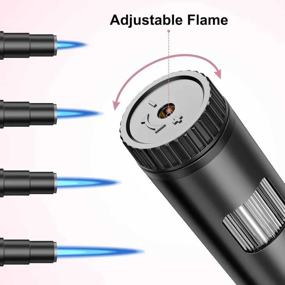 Lighter Windproof Adjustable Jet Flame Butane Refillable Torch Flame Lighter 2 Pack - Butane Not Included Y250210