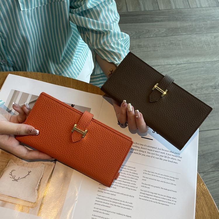 Long women's 2025 new solid color large capacity multifunctional folding high-end leather phone wallet swissmilitary