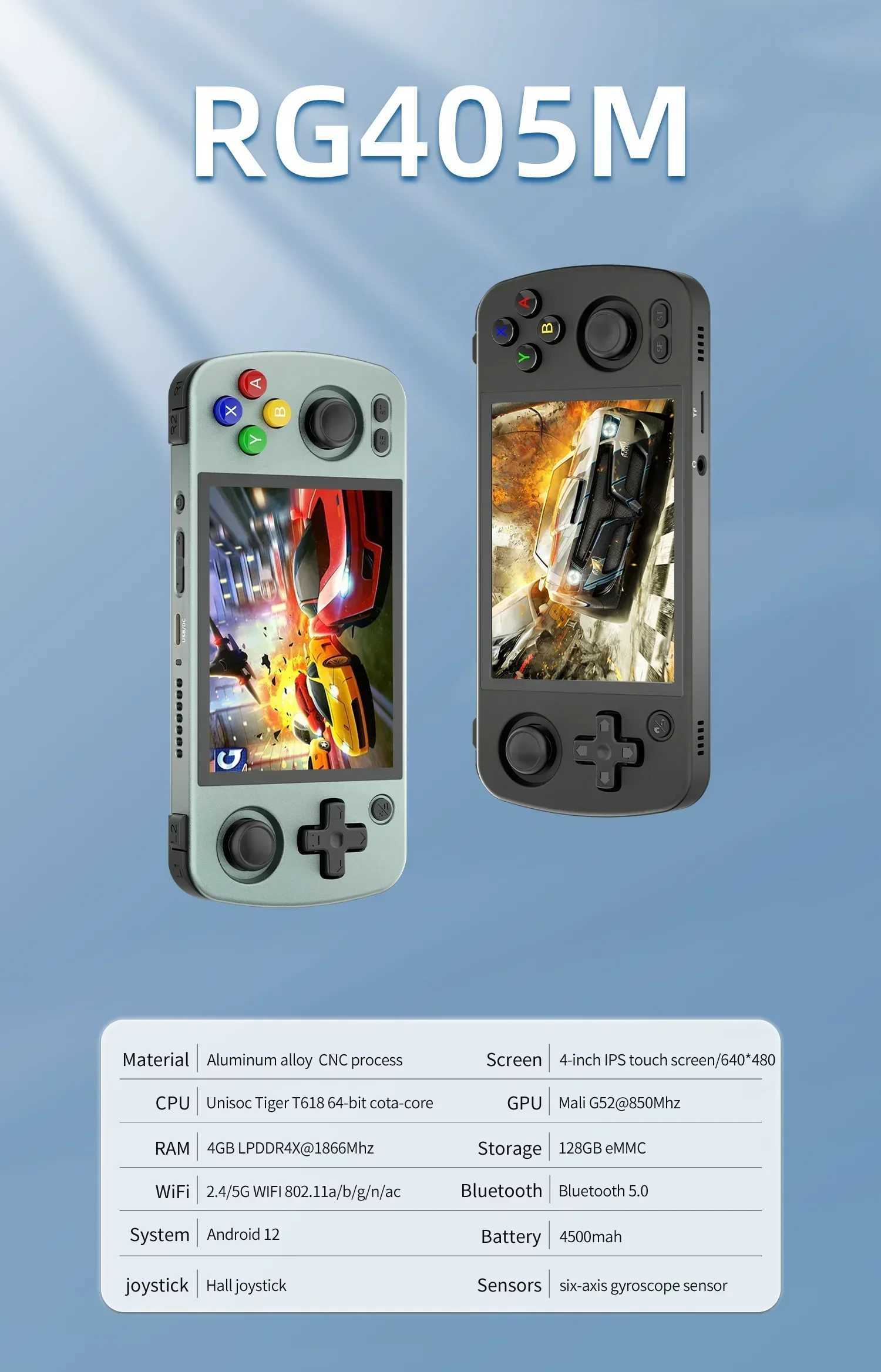 RG405M Handheld Game Console 4inch IPS Touch Sn Unisoc Tiger T618 etooth WiFi Android 12.0 OS Game MachineXJ250211