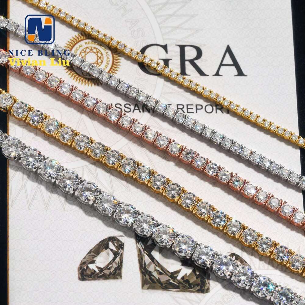 Wholesale Price Sterg Sier Bracelet Necklace Vvs Moissanite Hip Hop Jewelry Iced Out Dia Tennis Chain