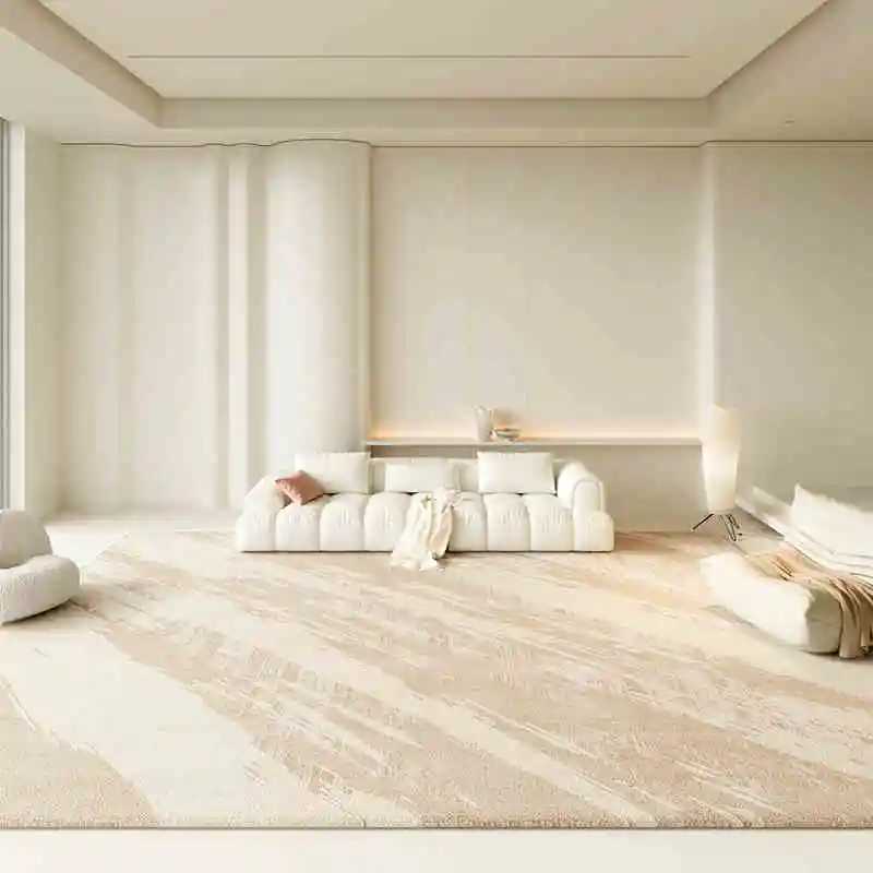 VIKAMA Light Luxury High- Cream Wind Soft and Comfortable Faux Cashmere Washed Back Carpet Living Room Bedroom Rug Y250210