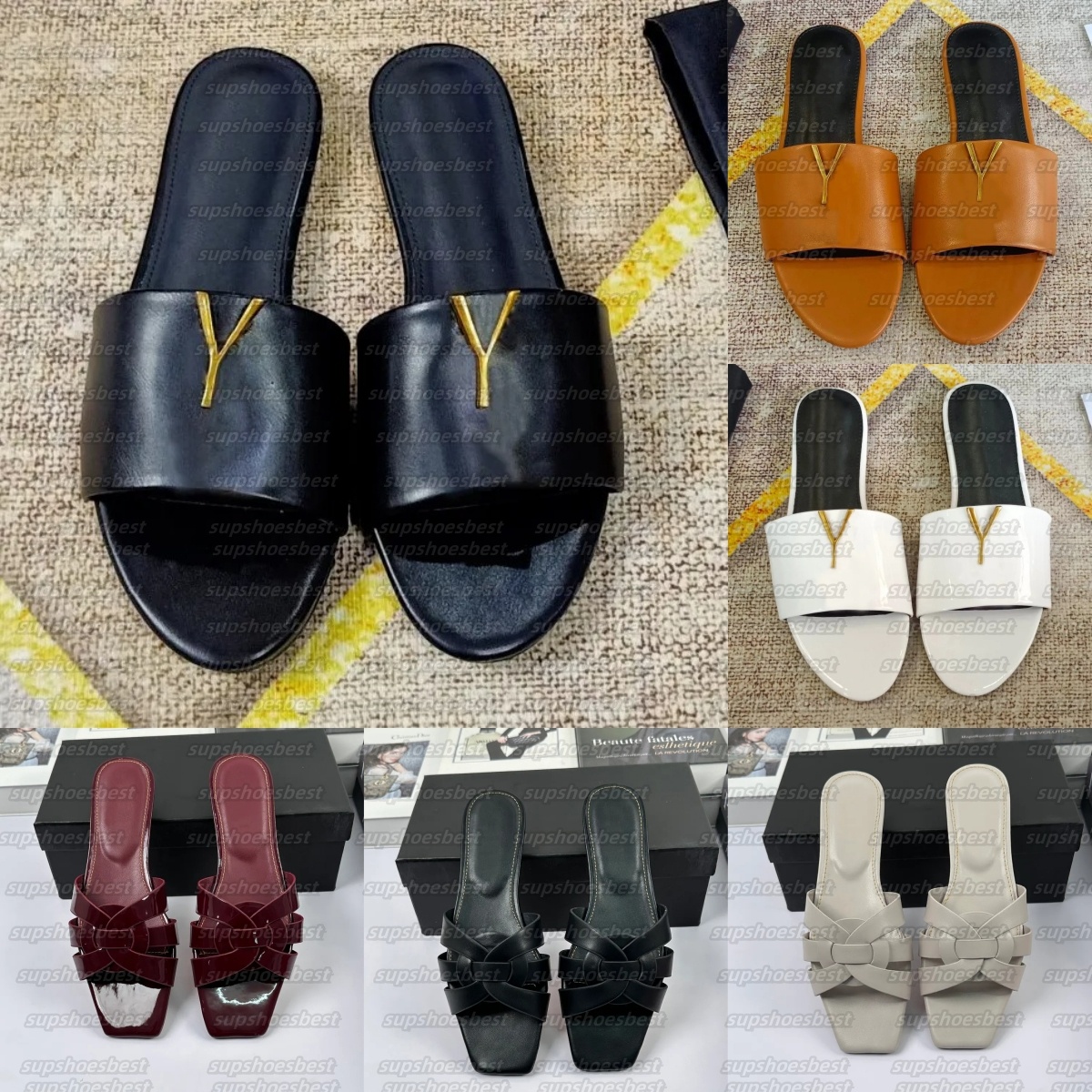 Designers Sandals famous designer women Slippers With Box Dust bag Slide Summer Slippers Wide Real leather sandals size 35-42