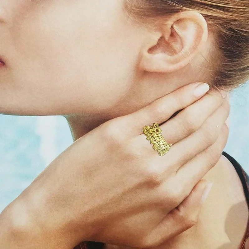 Personalized Custom Name Rings for Men Initial Ring Personalized Hip hop 18K Gold-Plated Rings for Women Christmas Gift 250110