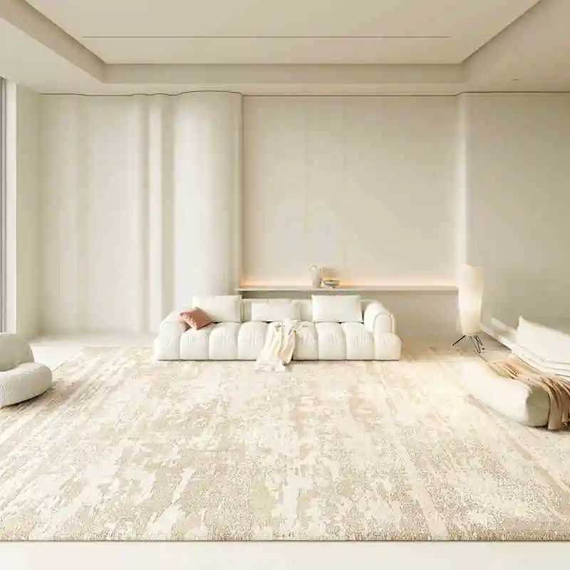 VIKAMA Light Luxury High- Cream Wind Soft and Comfortable Faux Cashmere Washed Back Carpet Living Room Bedroom Rug Y250210