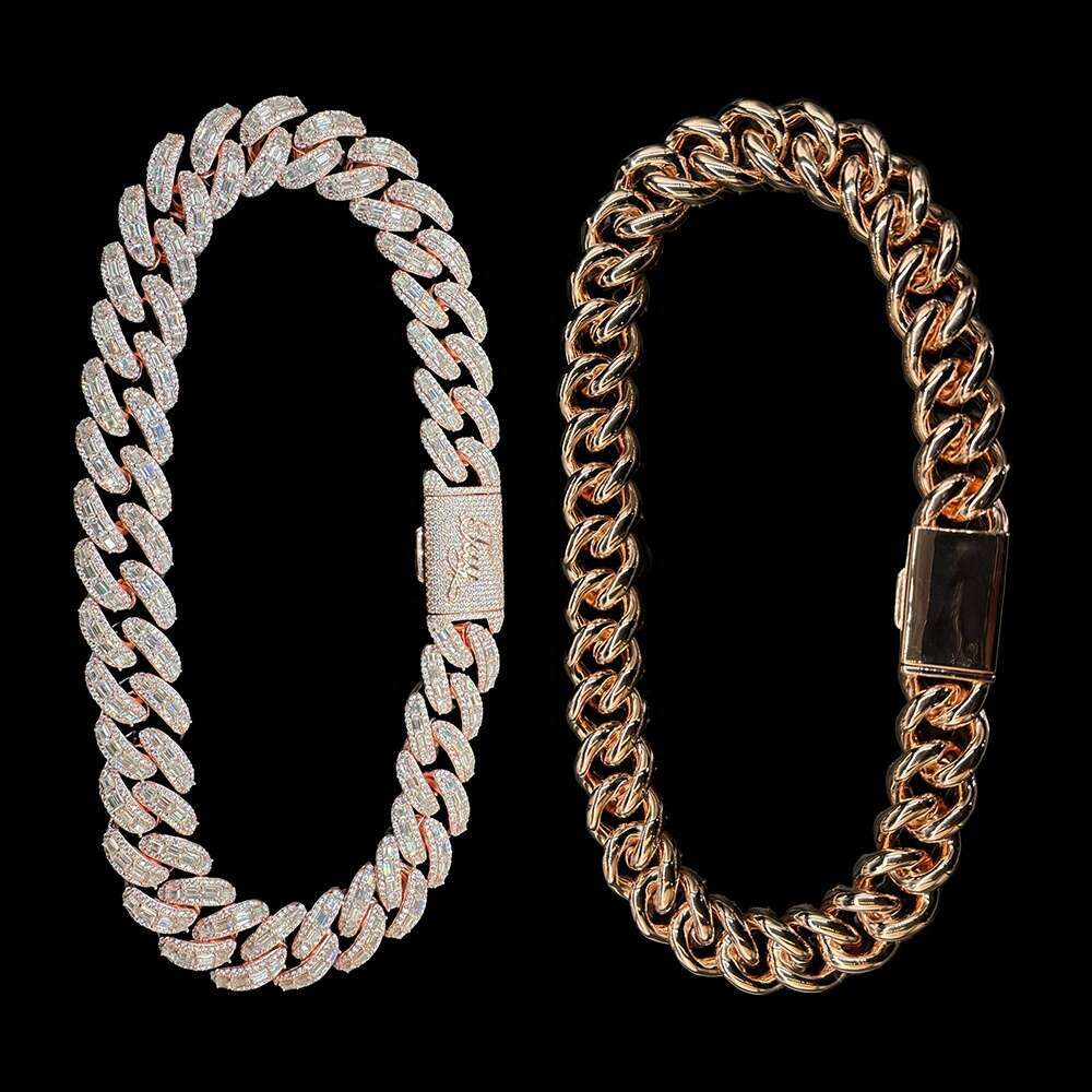 Miami Pure Sier 13Mm 15Mm Chilled Hiphop Moissanite Cuban Chain
