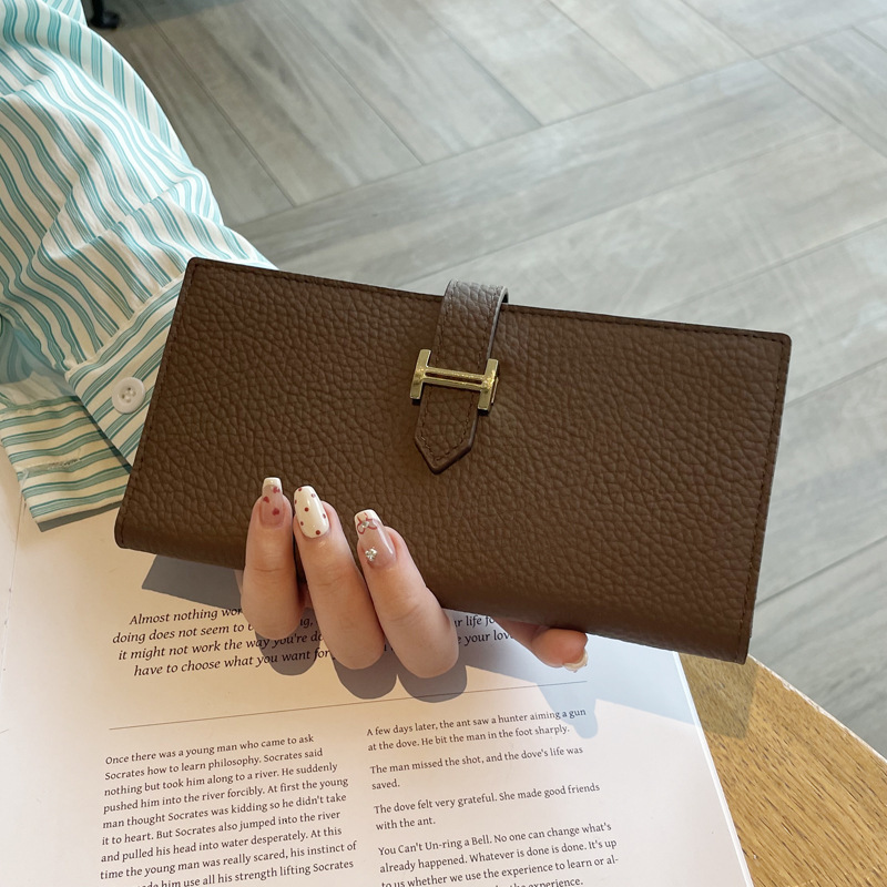 Long women's 2025 new solid color large capacity multifunctional folding high-end leather phone wallet swissmilitary