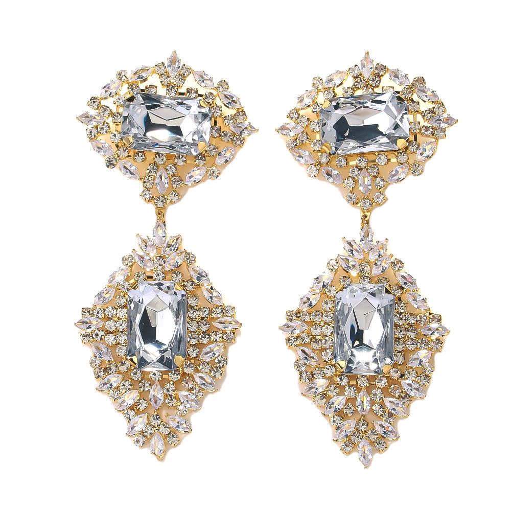 Exaggerated Earrings 2PCS/LOT Big Earrings Rhinestones Jewelry Vintage Accessories for Women