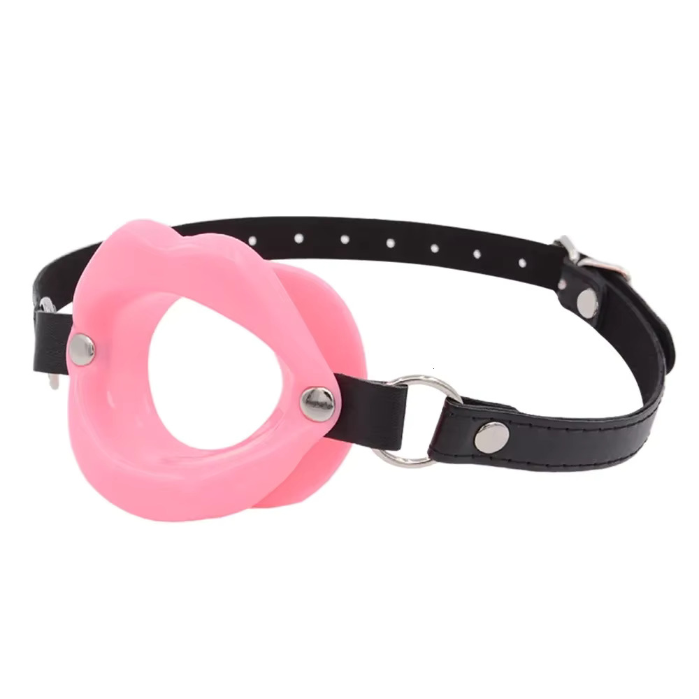 PU Leather Silicone BDSM Bondage Lips Ring Open Ball Adult Slave Erotic Sex Toy For Couples Toys Mouth Gag Games female