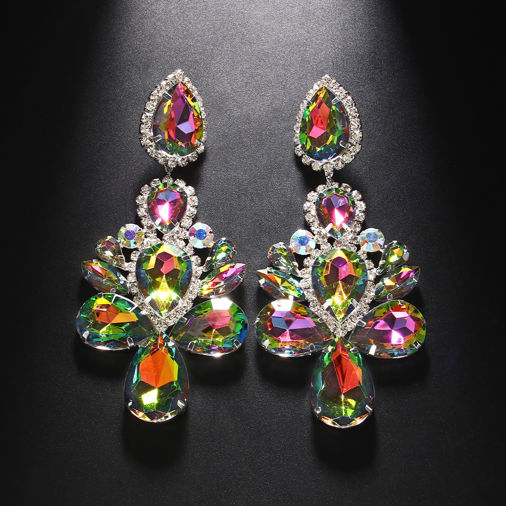 Exaggerated Earrings 2PCS/LOT Exaggerated Rhinestones Jewelry High-End Stage Accessories for Women For Party