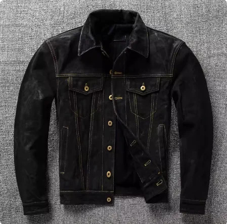 Mens Sheepskin Suede Leather Jacket for Man Slim Fashion Lapel Leather Clothes Men Clothing Short Spring Veste Cuire Homme 250211