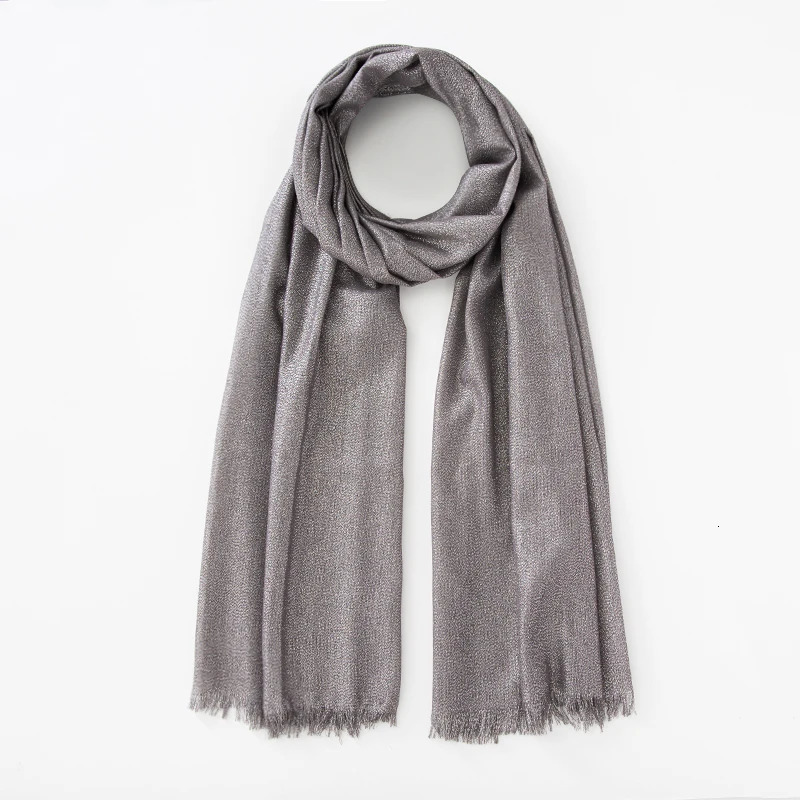 Lastest Scarf Shiny Solid Color Shawls Rayon Fabric Gold Silk Silver Wire Head Shawl Fringe Hijab For Women 250110