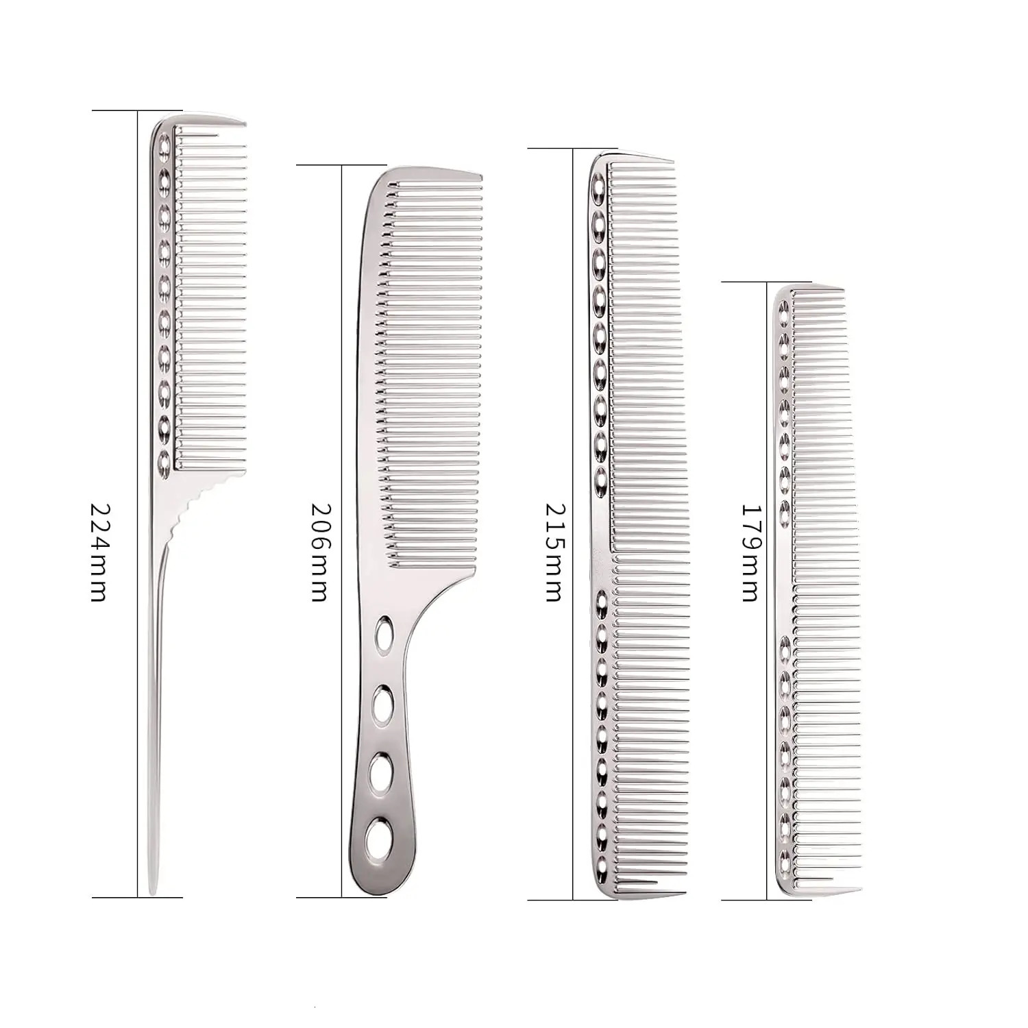 4PC Professional Hair Combs Aluminum Barber Hair Cutting Brush Anti-static Pro Salon Hairdressing Hair Care Styling Tools 250113