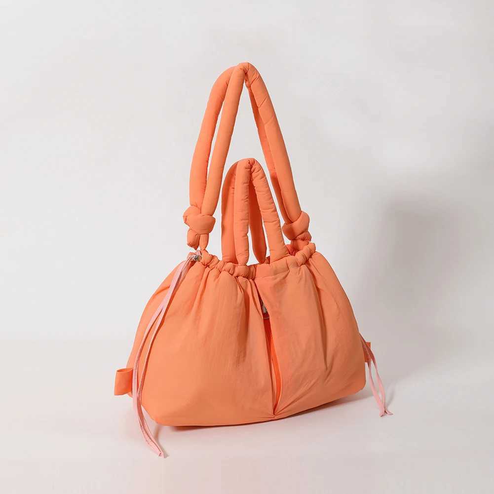 Puffer for Women Adjustable Strap Shoulder Bag Nylon Solid Crossbody Bag Large Backpack for Shopping TravelC250214
