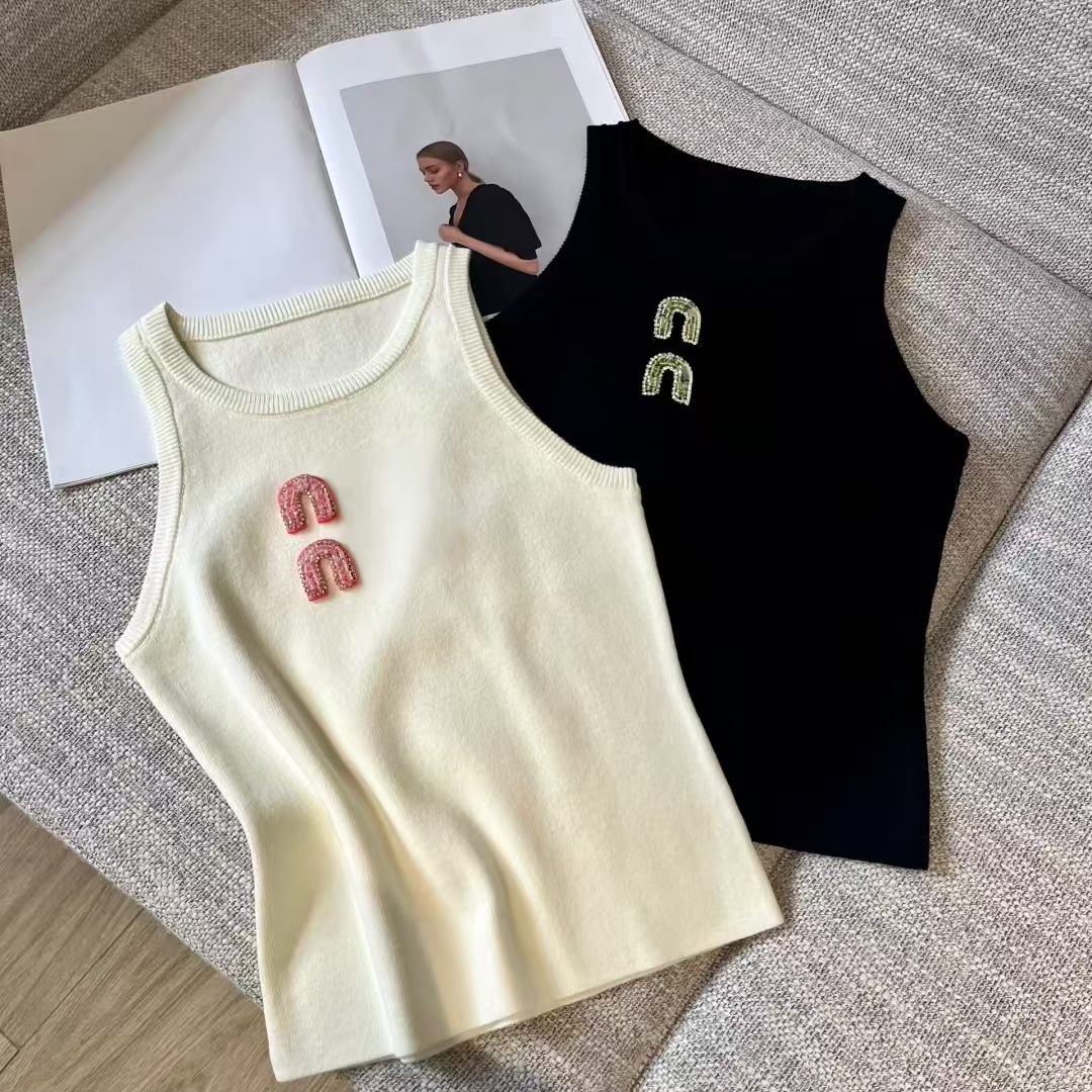 designer sleeveless clothes t shirt vest women sexy halter tops womens tees party crop top embroidered tank top spring summer backless shirt rhinestone crystal