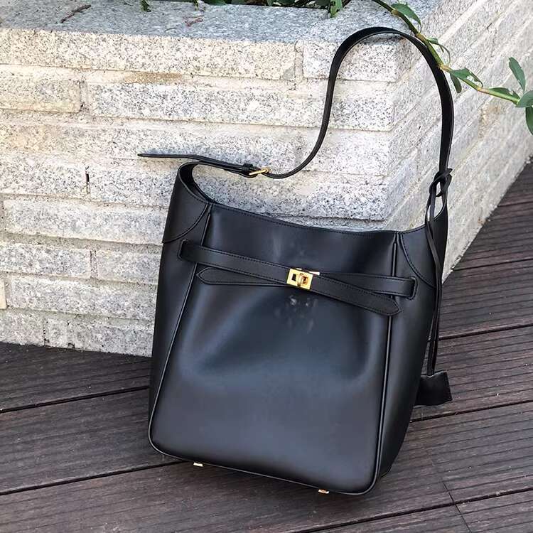 Women's Bags Women's genuine leather handbag commuting large capacity bucket bag, niche high-end texture single shoulder armpit bag, crossbo