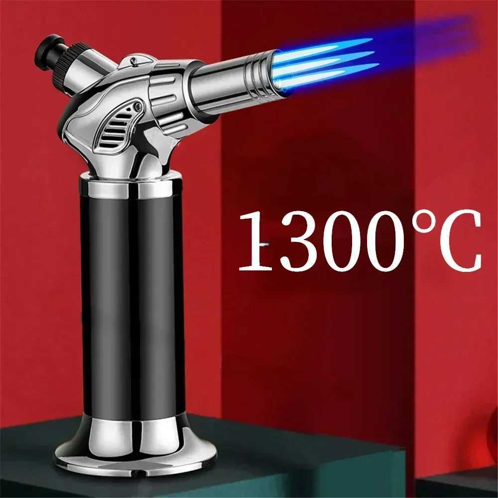 3- Fire Jet Flame Kitchen Metal Gun 1300C Welding Torch Windproof Cooking BBQ Iatable Butane Gas Cigar Lighter Outdoor 2024 Y250210
