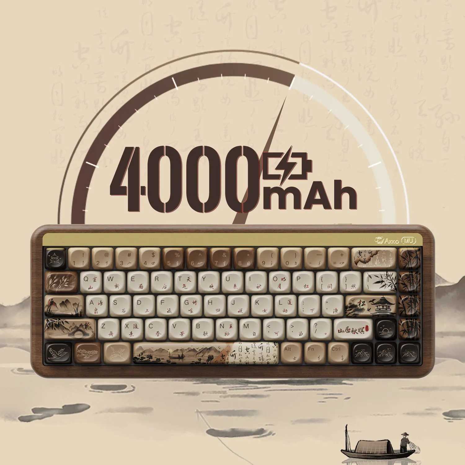 Keyboards Akko MU01 Mountain Seclusion Wooden Mechanical Keyboard RGB Hot-swappable BT 5.0/2.4G Wireless Type-C Wired Gaming Keyboard S25210