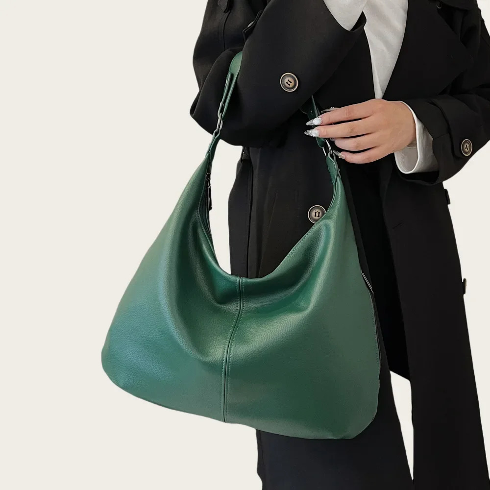 Fashion Versatile Underarm Dumpling Bag Womens High-end Sense Splicing Niche Soft Leather Bag Portable Tote Bag 250210