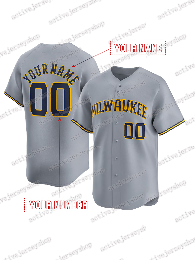 Custom Jersey 12 Rhys Hoskins 2025 Jackson Chourio Brice Turang Garrett Mitchell Yelich William Contreras Brandon Woodruff Jose Quintana