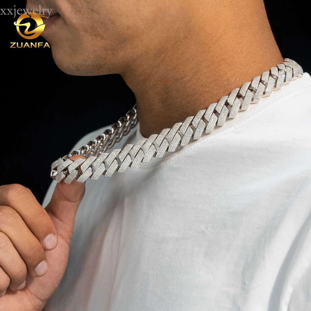 Iced Out Jewelry VVS Dias Custom Necklace Hip Hop Sier Cuban k Chain Moissanite