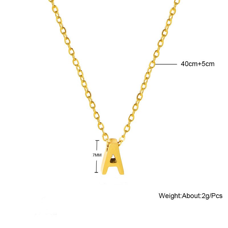 Elegant 18K Real Gold Plated Stainless Steel Capital Letter Pendant Necklace for Women Ladies Exquisite Necklace Jewelry Gift for Valentine's Wed