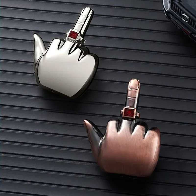 Funny Middle Finger Torch Lighter with Fuk You Vo Windproof Jet Flame Lighters Refillable Butane Lighter Smoking Accessories Y250210
