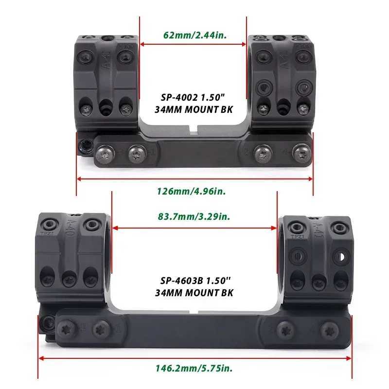 Installation of 34mm SP4603B 6MIL 20.6MOA. 5 Picatinny scope for a height of 38mmW250211