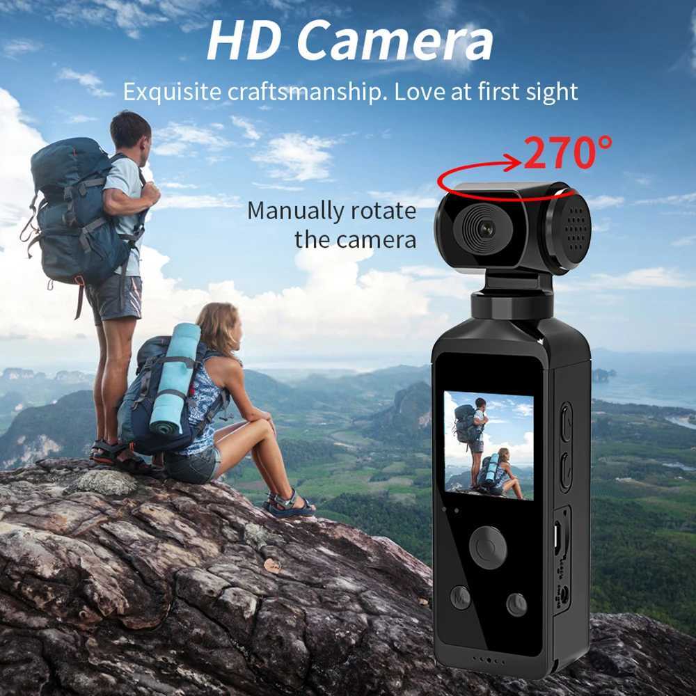 4K 1080P Pocket Camera HD Camera 1.3-inch LCD Screen 270 Rotating Wifi Mini Sports Camera with Waterproof Case Sports Camera X250210