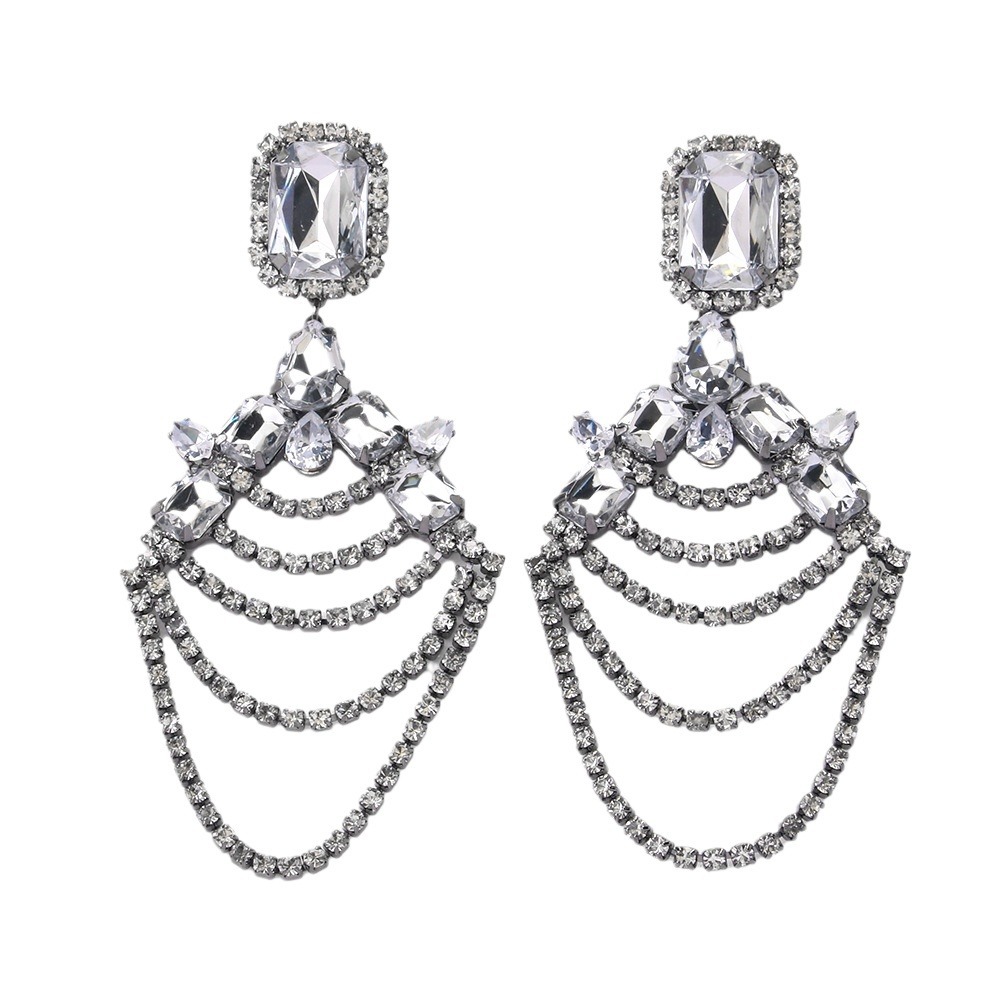 Exaggerated Earrings 2PCS/LOT Big Earrings with Exaggerated Rhinestones Vintage Accessories for Women