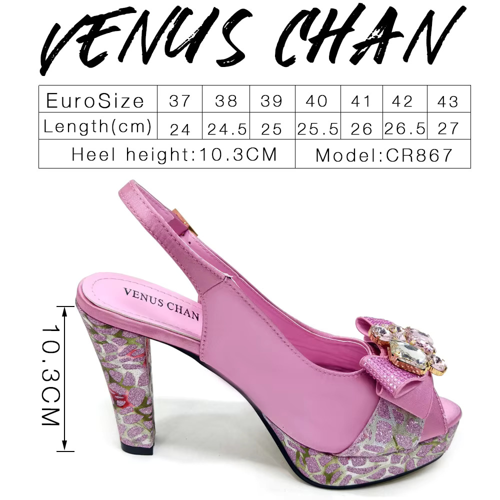 Venus Chan Nigerian Women Heel Party Shoes And Bag Set Royal Blue Colour Rhie Handbag Italian Design Wedding INS 2024
