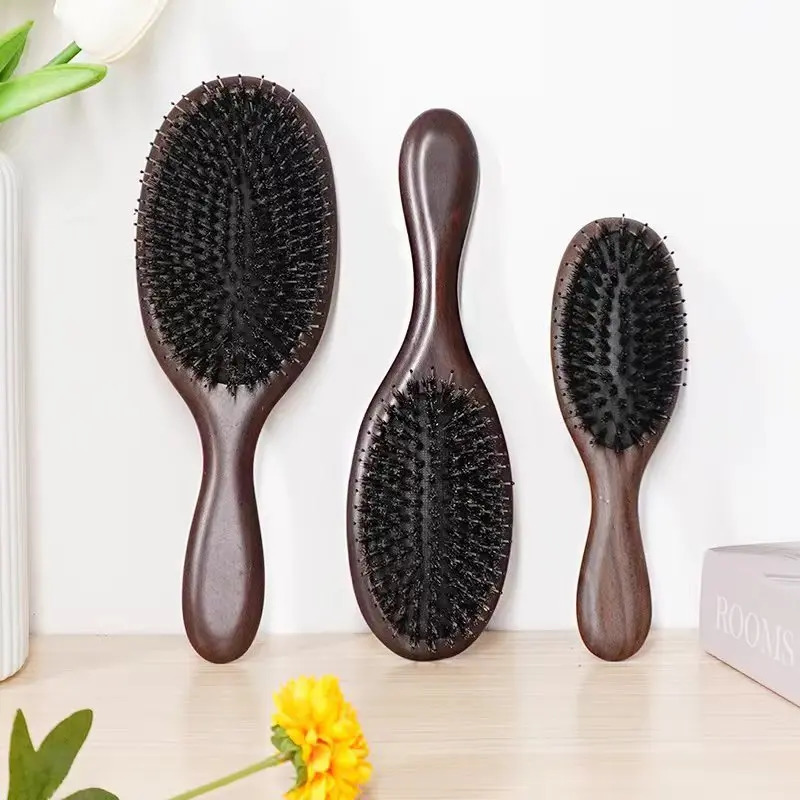 Arrival Hair Brush Wood Handle Boar Bristle Beard Comb Styling Detangling Straighten Brown Lotus Boar Bristles Massage Comb 250113
