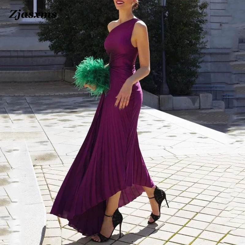 Elegant Women Ruffled Pleated Diagonal Collar Maxi Dress Evening Dress Spring Summer Backless Sleeveless Irregular Party Dresses 250210