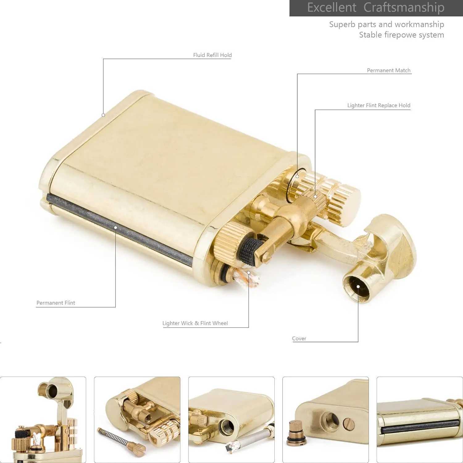 2 in 1 Cool Lighter Kerosene Pernt Match Antique Luxury Vintage Style Refillable Lighters for Fire Cigarette Candle Kitchen Y250210