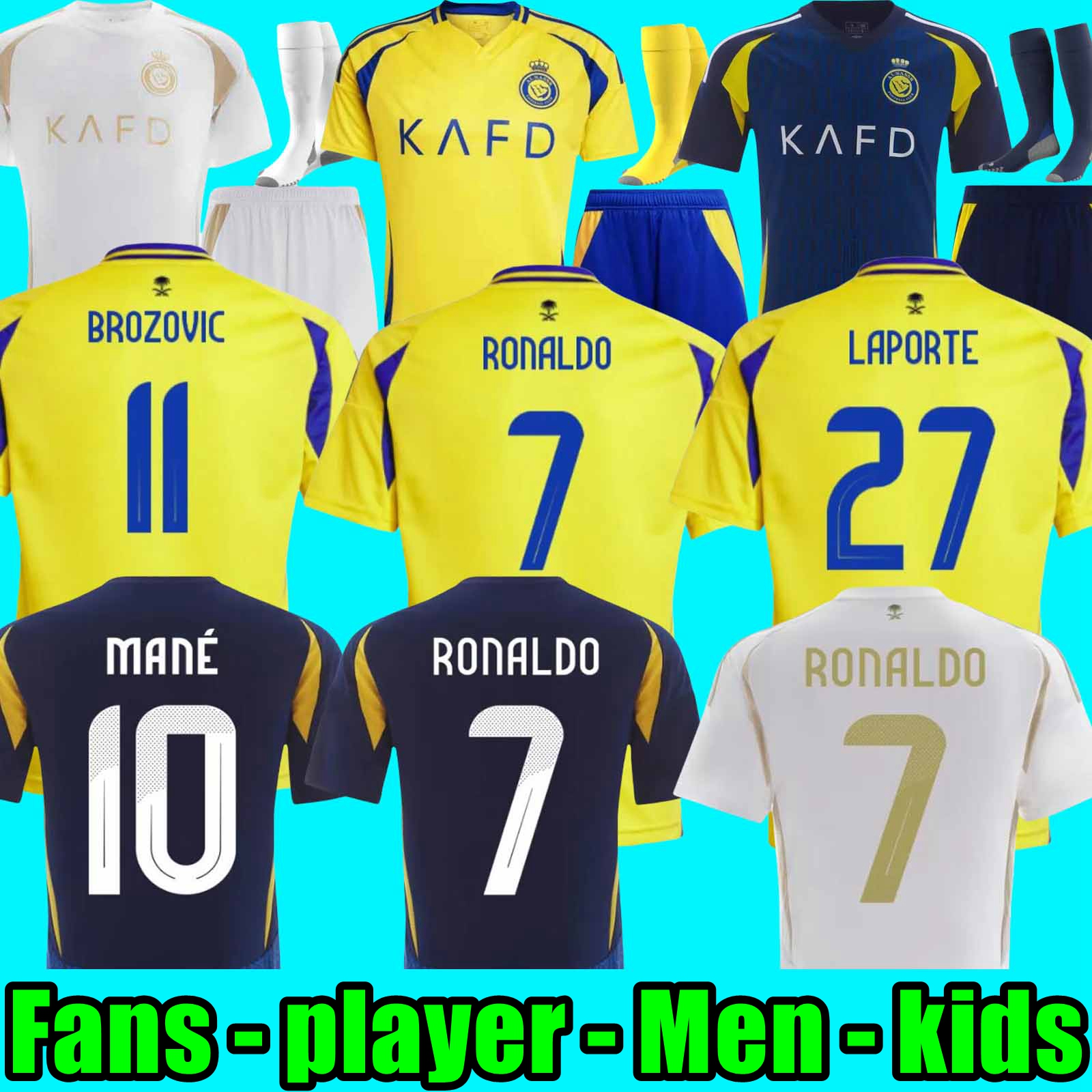 Al Nassr FC soccer Jerseys Ronaldo 2024 2025 Home yellow away 24 25 CR7 Gonzalo Martinez Talisca Ghislain Konan Vincent Aboubakar men Football shirt