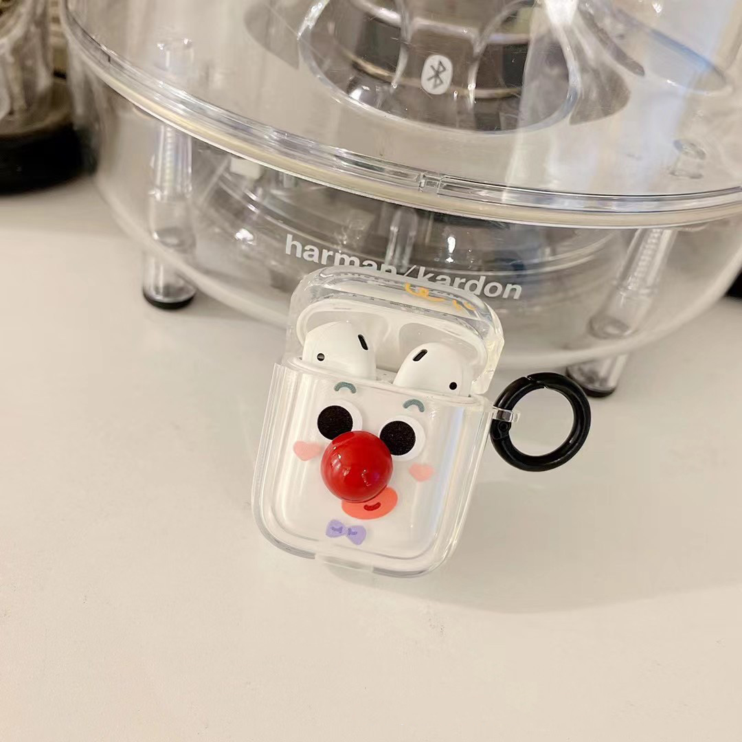 Fun and Cute Transparent Clown Emojis Suitable for Pods Protective Cover Pro2 Earphone Cover