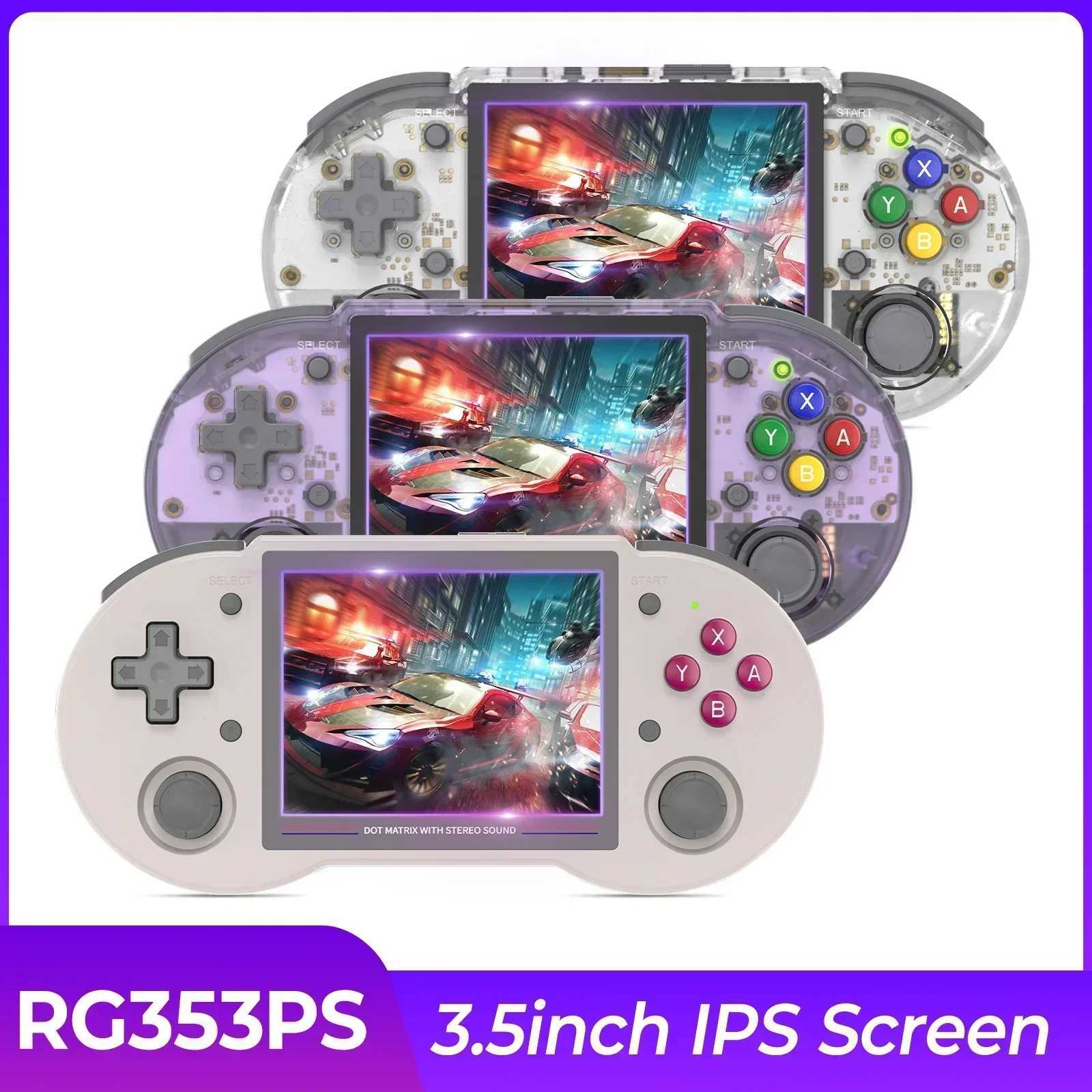 RG353PS 64 Bit Handheld Game Console Linux System 3.5-inch IPS Sn Retro Game Player -compatible 2.4G/5G Wifi GiftsXJ250211