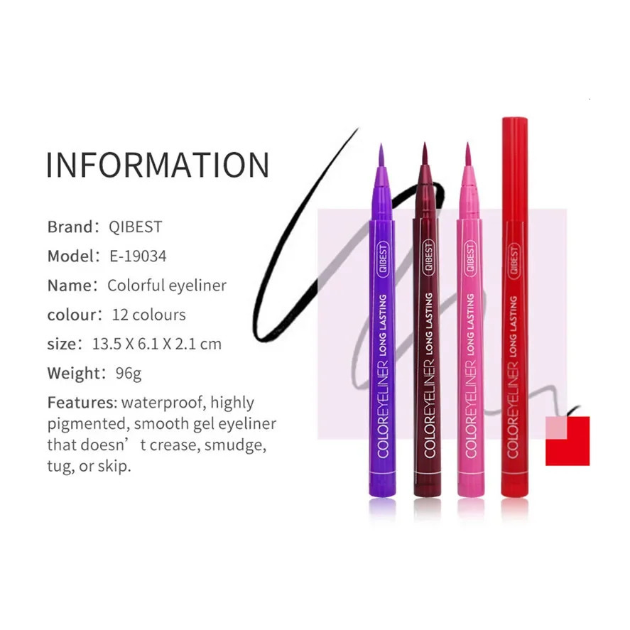 Makeup 12 Color Eyeliner Liquid Waterproof Easy To Wear Make Up Matte Eye Liner Blue Red Green White Gold Brown Eyleliner 250113