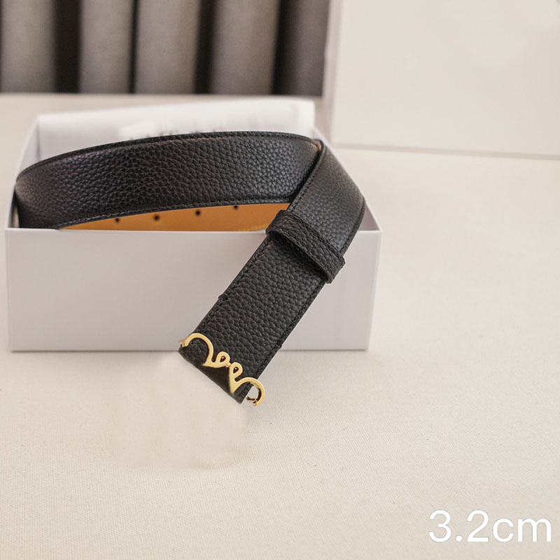 Women Mens Designer Belts Soft Grained Calfskin Genuine Leather Belt 3.2cm Width Unisex Cintura with Golden Smooth Buckle Silver Accessories