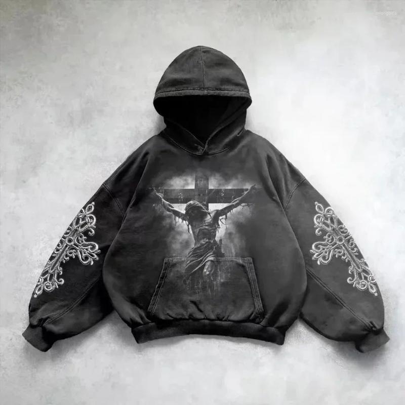 Sweatshirts Graphic Heavy Wash Hoodie: Male Streetwear Fashion Gothic Pullover, Retro Haruku Style for Men and Women